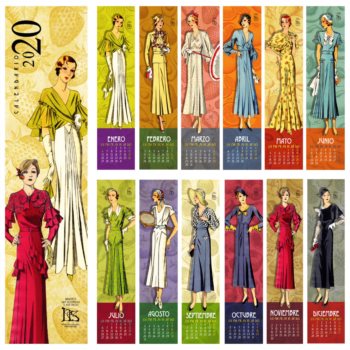 Calendario de colección 2020: Bocetos de moda años 20 y 30