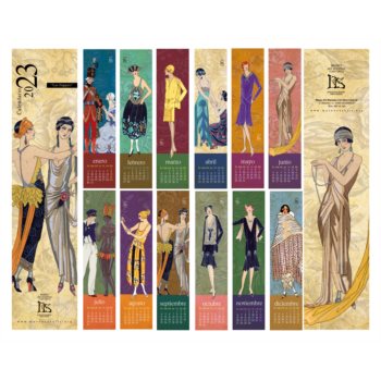 Calendario de colección 2023: Bocetos de moda años 20 y 30.